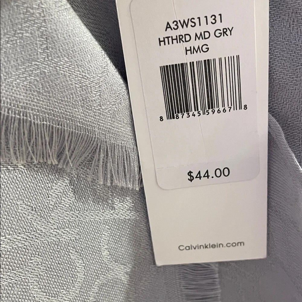 Calvin Klein Monogram Pashmina Style Scarf Light Gray NWT
